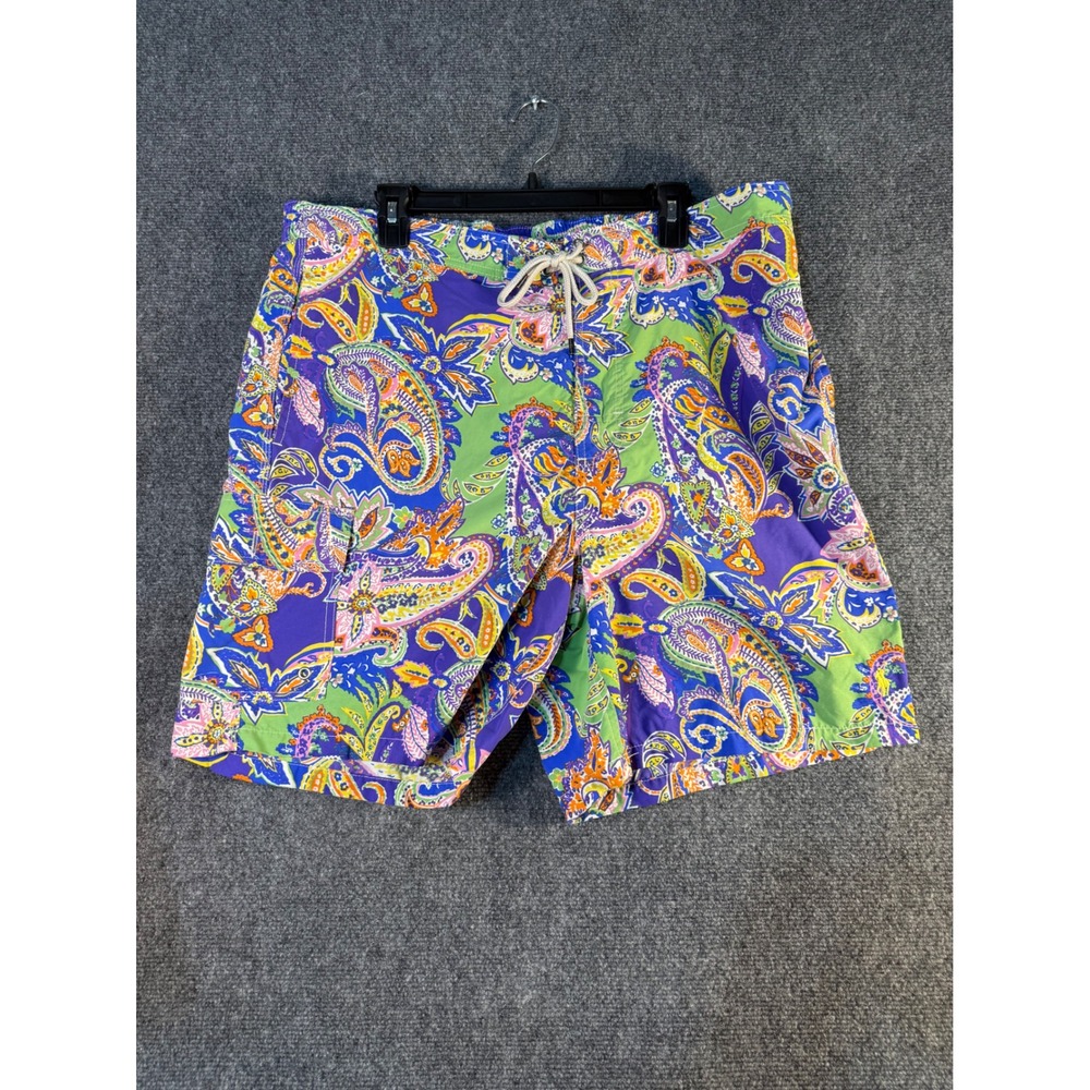 Vintage Polo Ralph Lauren Mens XL Paisley Swim Trunks Nylon Shorts - No Mesh
